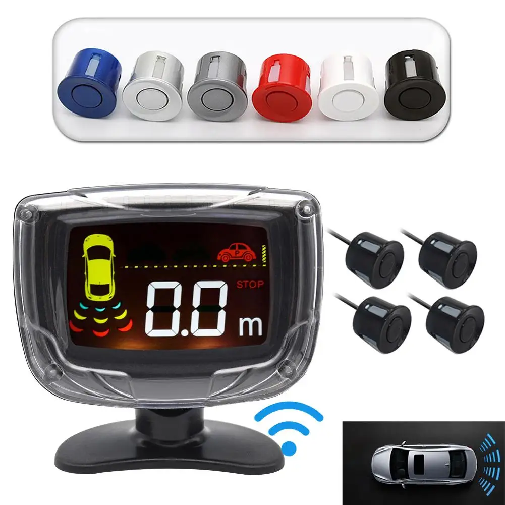 

Wireless Car Parking Sensor Set LCD Display 4 Probe Backup Reversing Radar Monitor Detector System