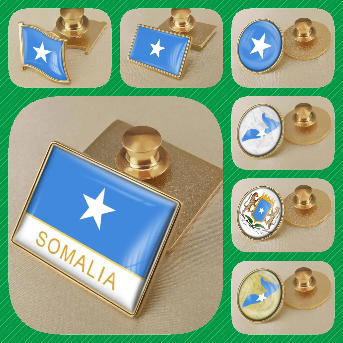 Somalia Flag National Emblem Brooches Badges Lapel Pins