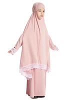 Robe Hijab musulmane pour enfants filles, ensemble jupe Khimar pour Ramadan, vêtement de prière aérien Eid, Burqa Abaya, Robe caftan à capuche 5