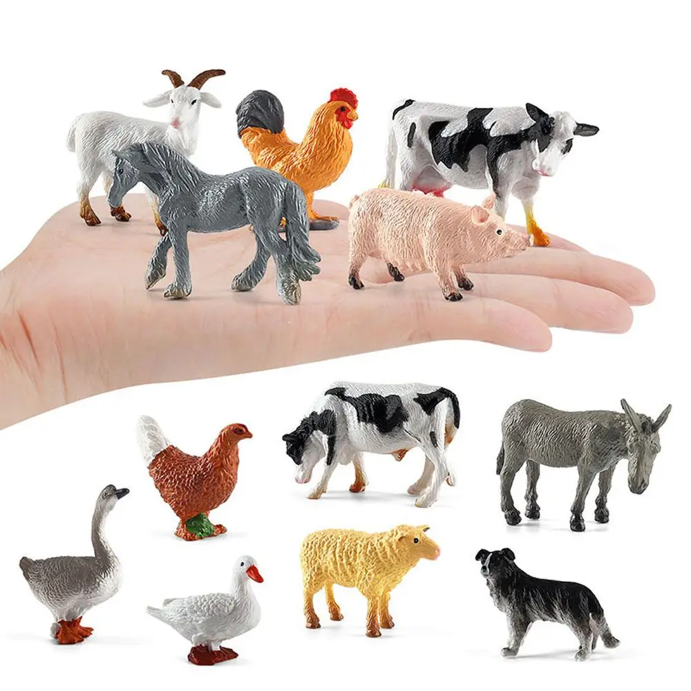 Figuritas de granja en miniatura para niños, juguetes de modelos de animales, aves de corral simuladas, regalo de nueva educación