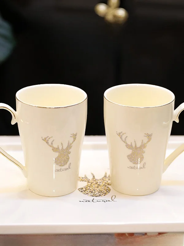 

Cute Coffee Cup for Work Drinking Water High Aesthetic Value Guest Cup Retro Coffee Cup Cerc Material Deer Pattern Office Use