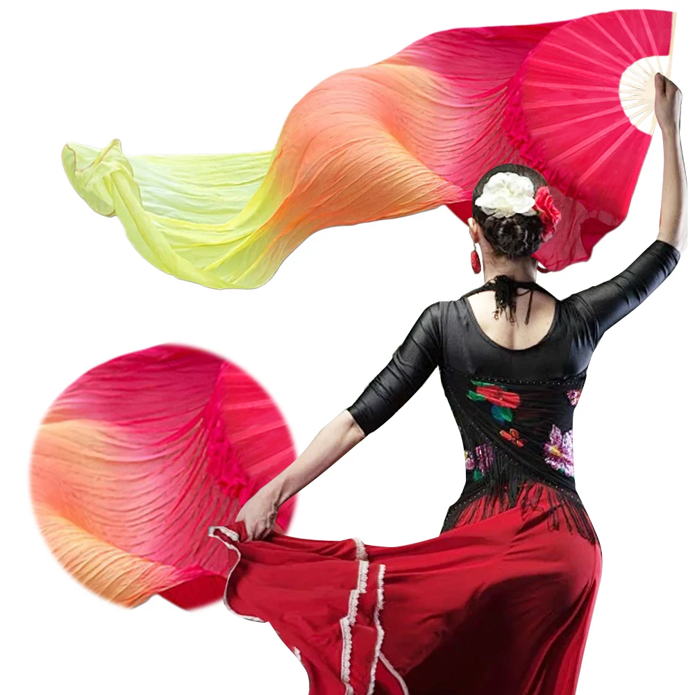 150cm Length Dance Fans Dance Performance Wedding Long Fans Belly Dance Dancing Silk Bamboo Long Fan for Party Stage Performance