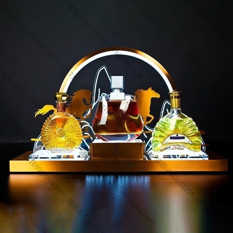 Suitable for Stainless Steel LED Wine Holder, Display Stand Luminous Three-pack Wine Holder, Luminous Base