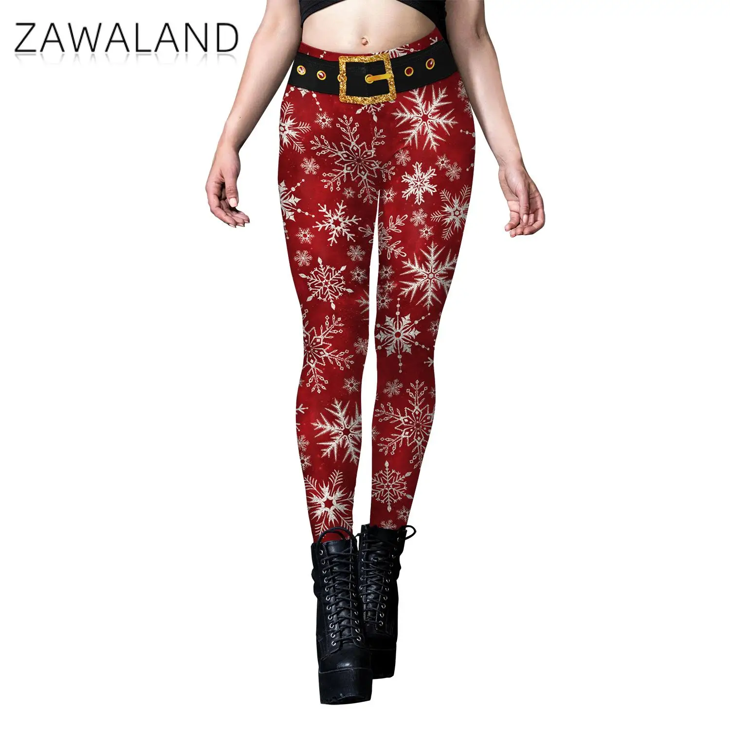 ZAWALAND Leggings navideños para mujer, divertidos pantalones con patrón de copo de nieve, pantalones de entrenamiento físico, ropa de fiesta de Navidad, mallas