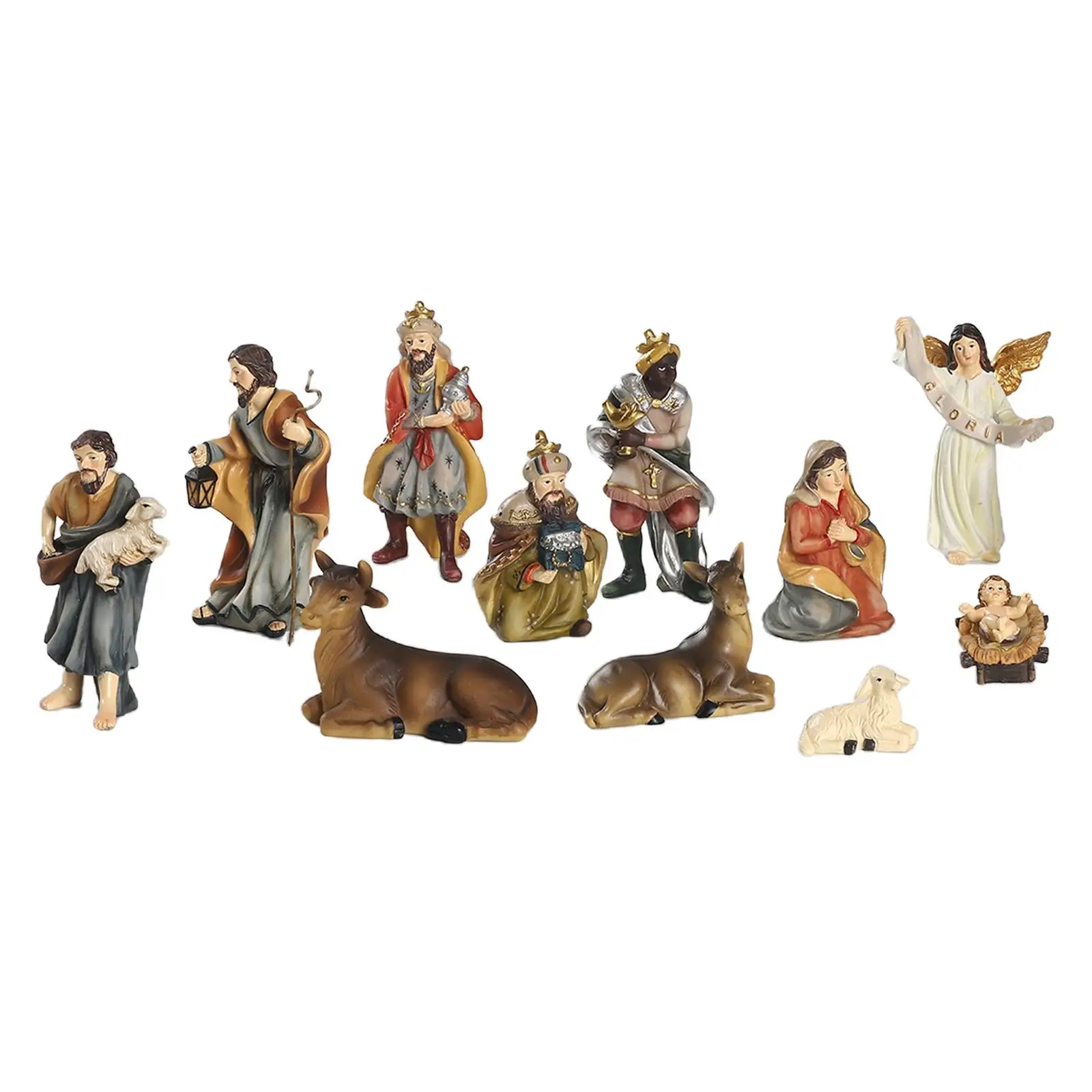 Christmas Figurine Set with 11 Pieces for Nativity Scene , 4 inches