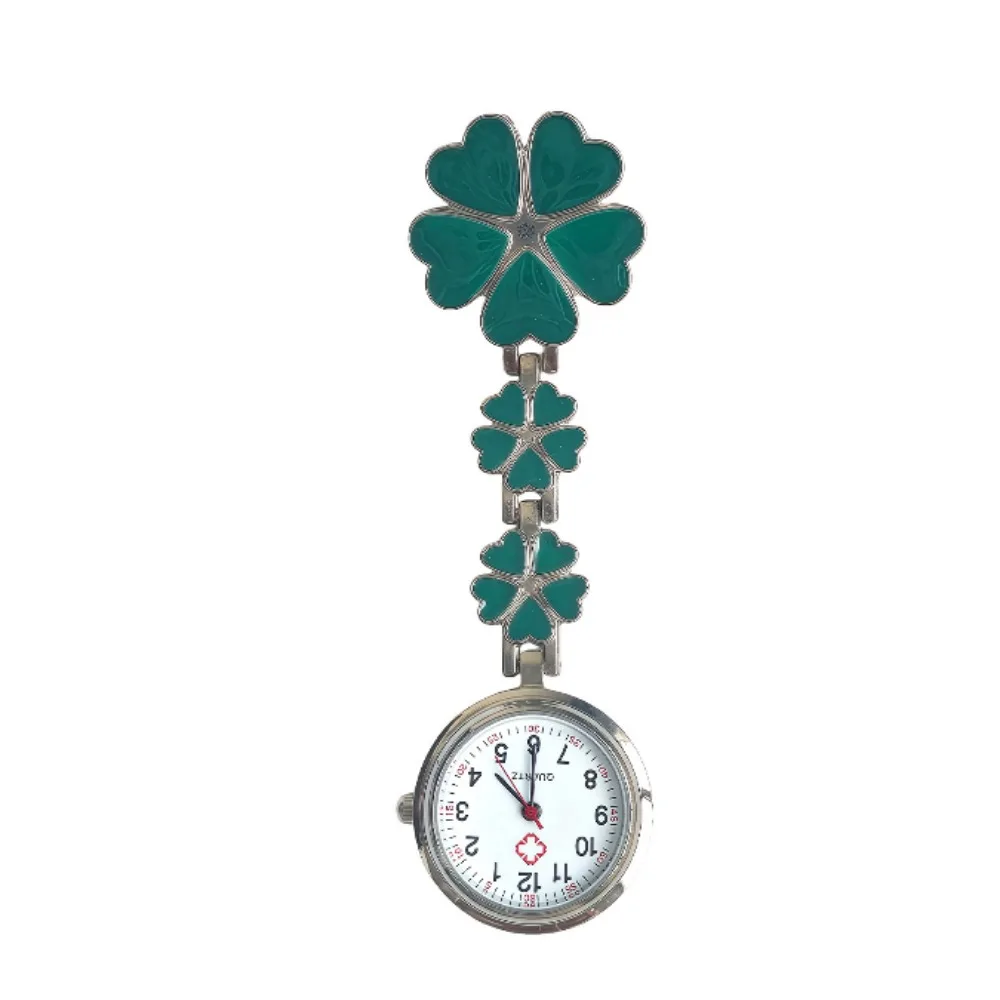 

Lucky Leaf Clover Quartz Pocket Watch Nurse Doctor Cute Chest Watch, Student Exam Medical Pocket Watch Gift