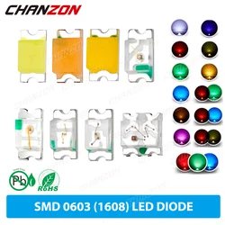 100 Stuks 0603 0606 SMD LED Emitting Diode Chip Warm Wit Rood Groen Blauw Geel Oranje UV Paars Roze RGB Veelkleurige Assortiment