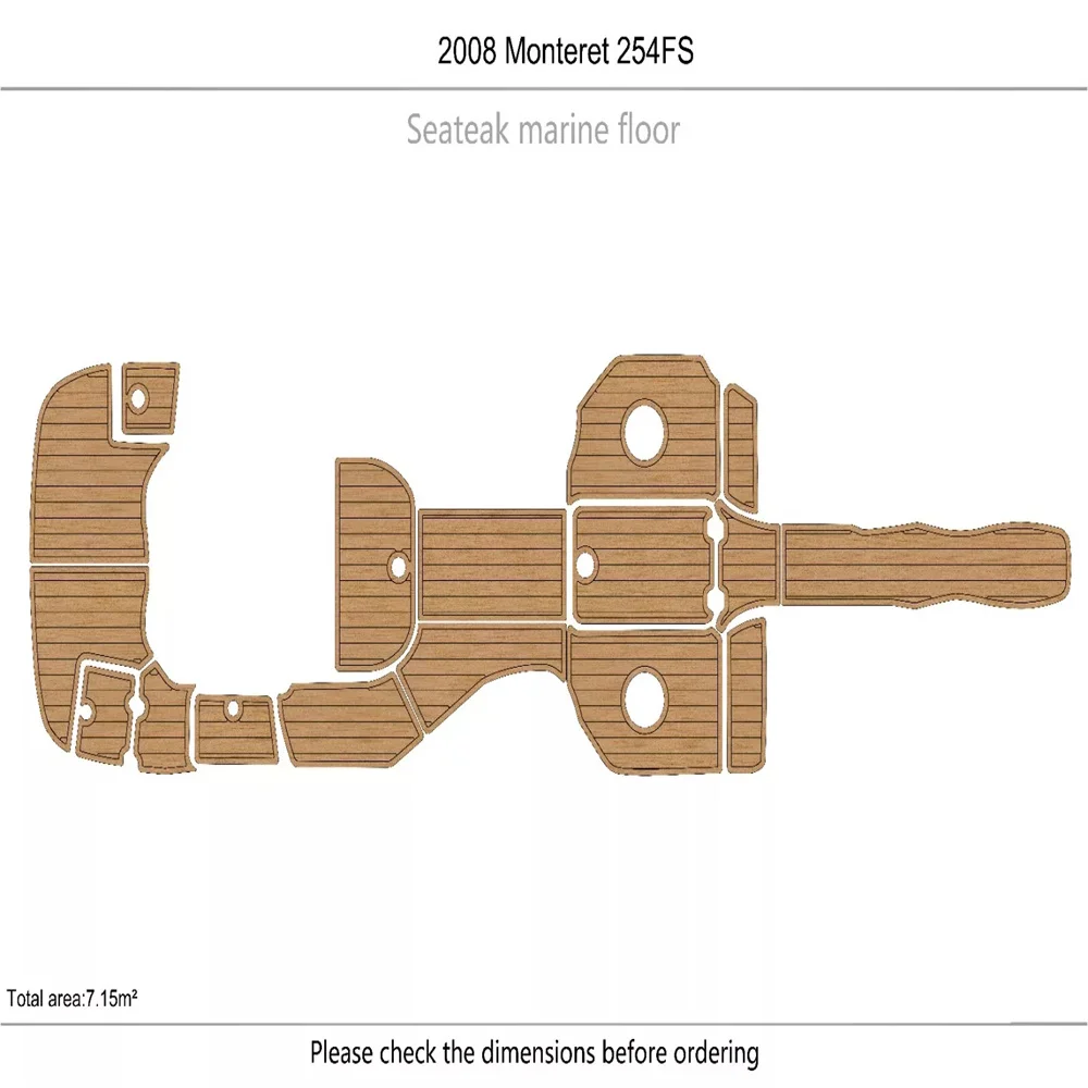 

2008 MONTEREY 254FS Cockpit swimming platform Pads 1/4" 6mm EVA Teak floor Mat SeaDek MarineMat Gatorstep Style Self Adhesive