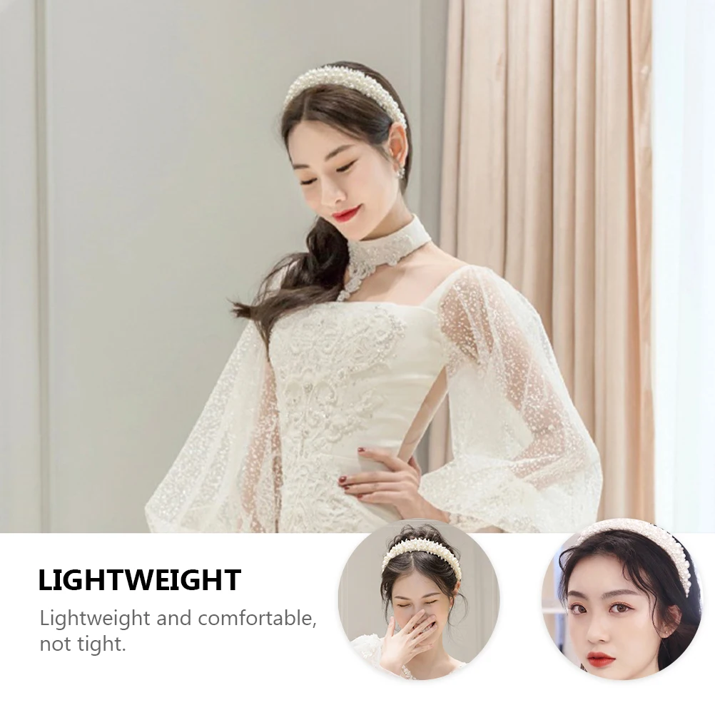 

1pc Crystal Wide Band Lightweight Pearl Headdress For Women Wedding Party Christmas Rhinestone Hair Hoop Delicate Headband Hair