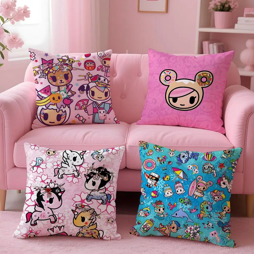 Cute Brand T-TokidokiS Cushion Cover Comfortable Reversible Pillow Cover Ideal for Car Sofa Bedroom & Beyond