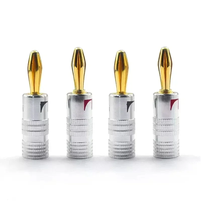 20pcs/10pairs 4MM Nut Banana Plugs 24K Gold-plated Connector With Screw Lock For Audio Jack Speaker Plugs Black&Red