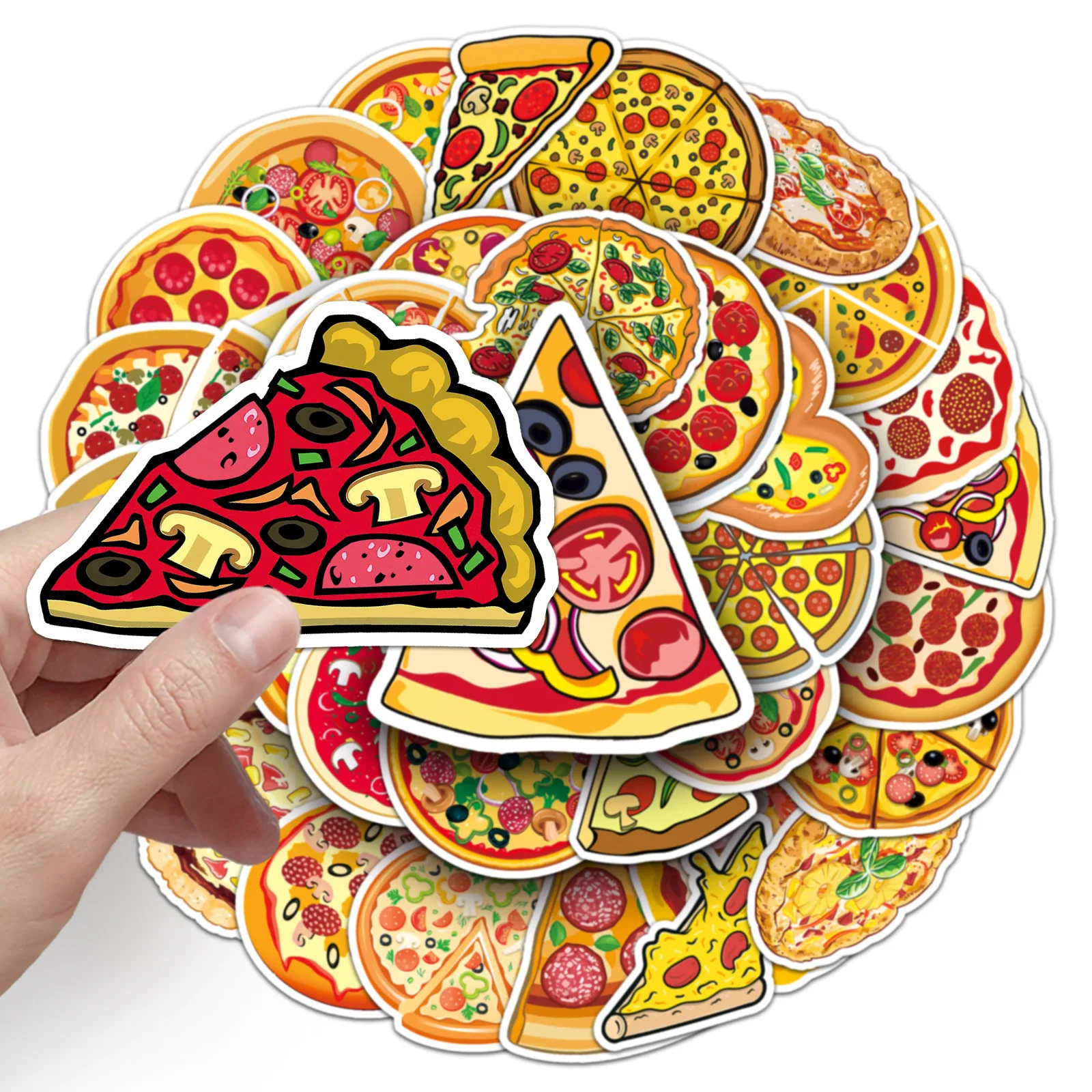 50 pegatinas bonitas de pizza, calcomanías impermeables para alimentos, para laptop, botella de agua, equipaje, funda de teléfono, álbum de recortes DIY, regalo para amantes de la pizza