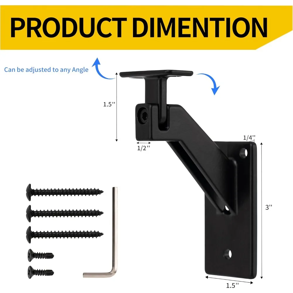طقم درابزين قابل للتعديل من الفولاذ المقاوم للصدأ للسلالم الداخلية والخارجية - تصميم حديث من الألومنيوم، وشملان من قضبان الإمساك #2