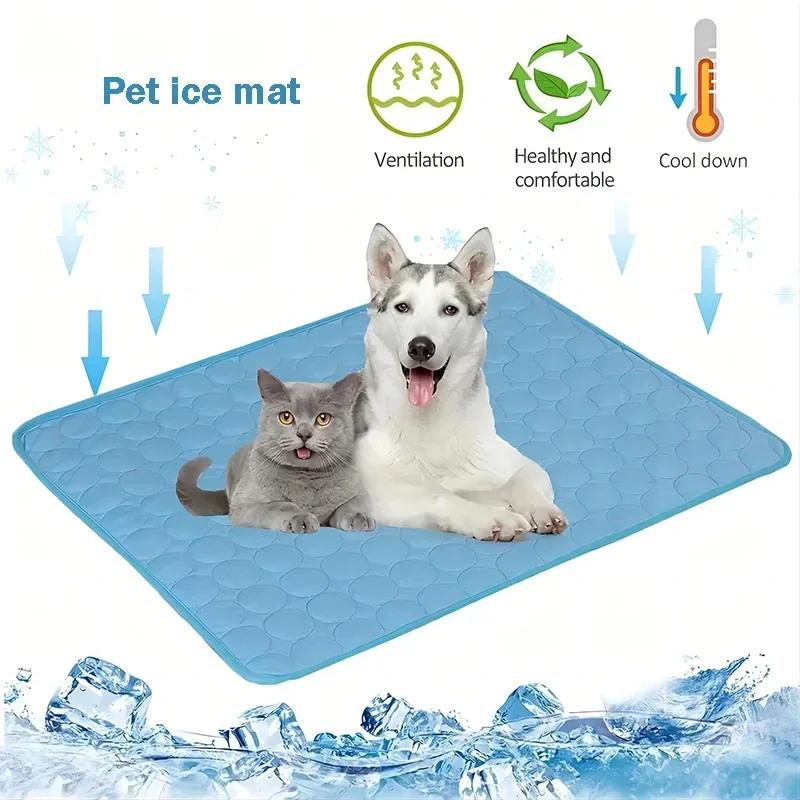 Pet Summer Ice Silk Cooling Mat - Breathable Durable Cat & Dog Pad, Soft Sofa/Nest Sleeping Bed, Ideal For Small Pets Summer Use view 2