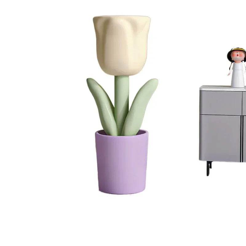 Tulip floor ornament ins large vase simulated flower storage high-end living room room decoration