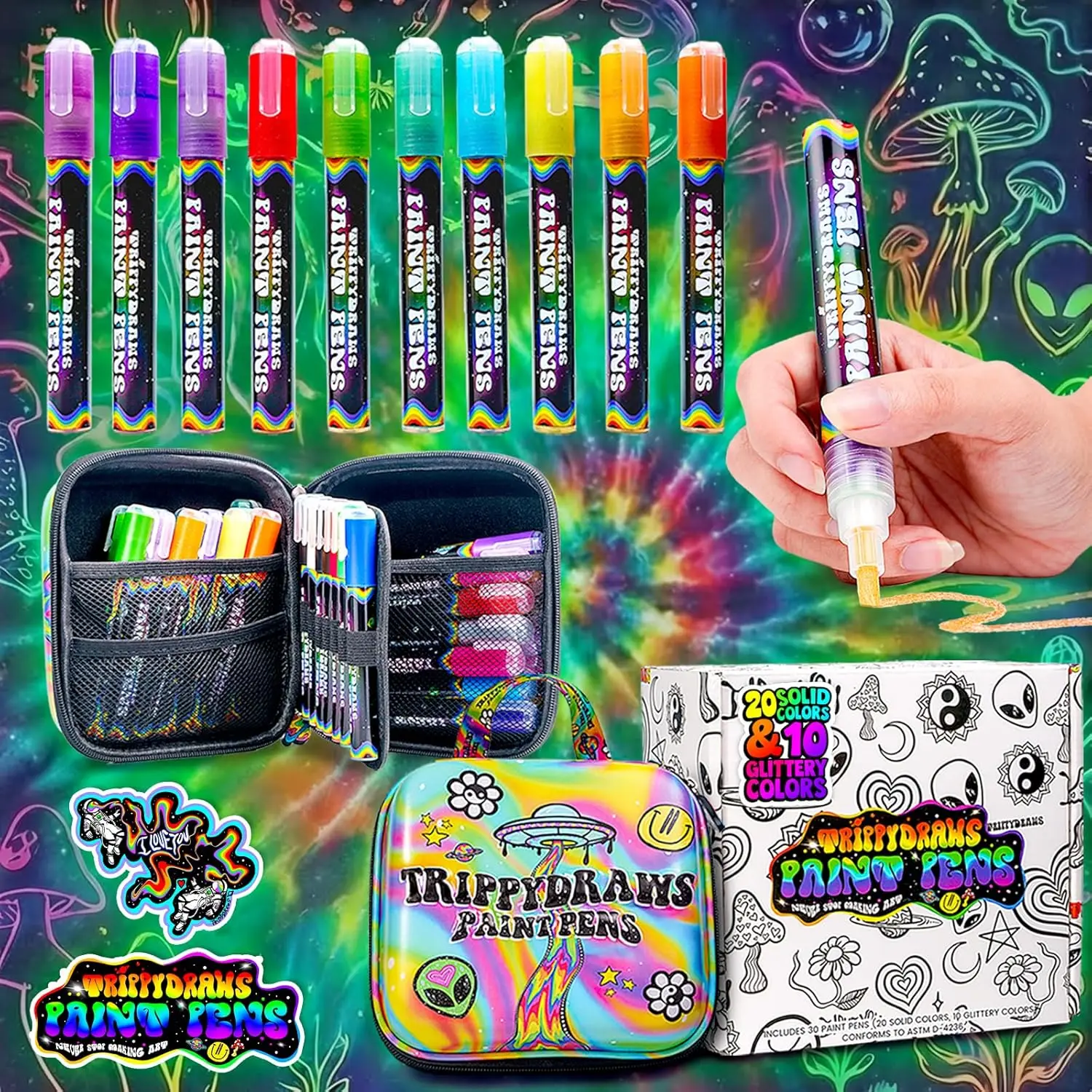 

30 Premium Acrylic Paint Markers for All Ages, Vibrant Quick-Dry Pens with Carry Case for Drawing and Crafts