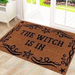 The Witch is in Wiccan Scroll Doormat,Metaphysical Magic Witcraft Halloween Themed Door Mats,Rubber Backing Floor Mat Outdoor