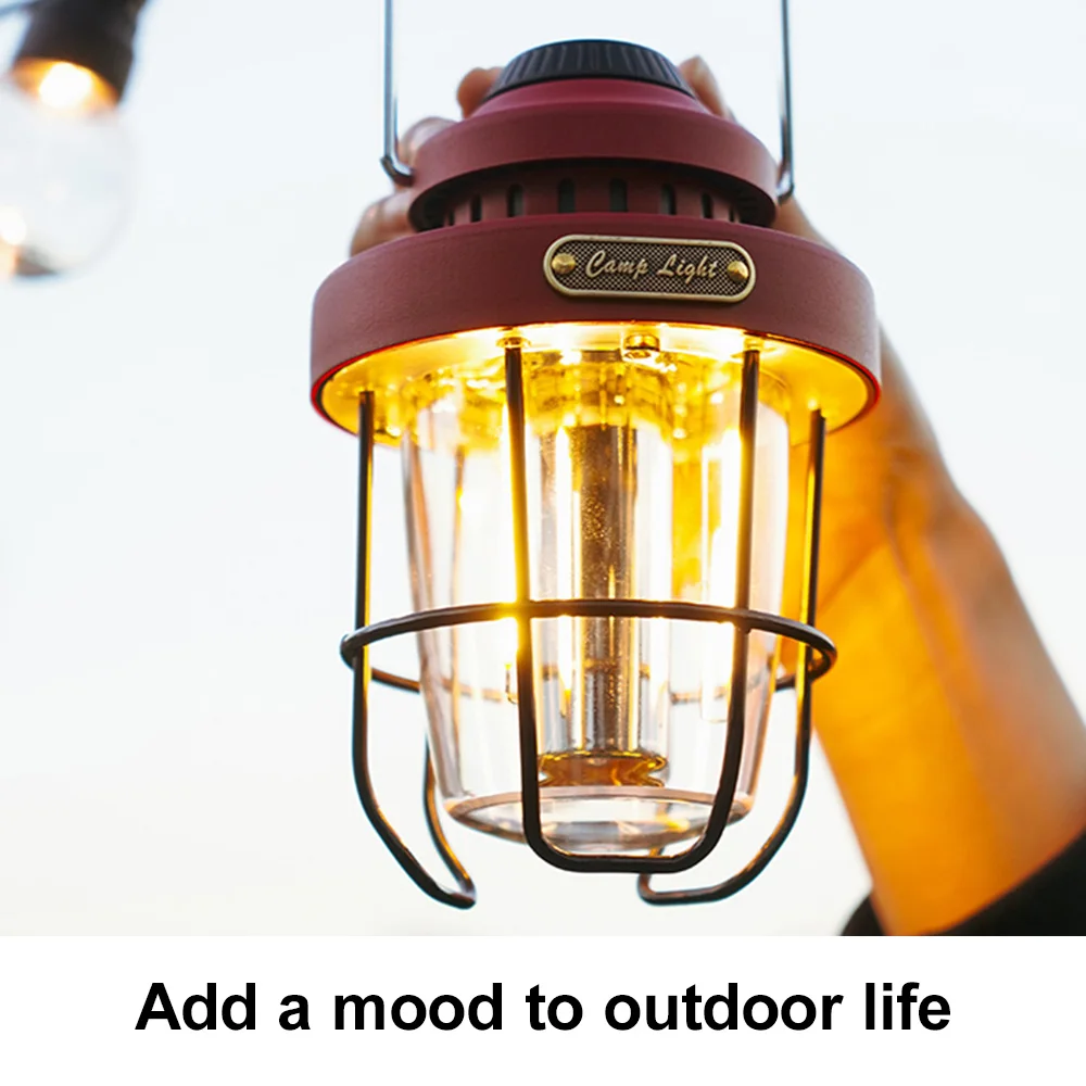 Retro Lamp Portable Camping Lantern USB Recharge Camping Tent Travel Light Vintage Outdoor Lighting Camping Equipment Flashlight