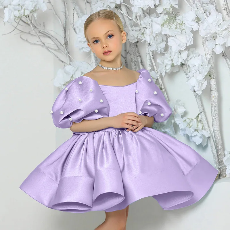 Girl Princess Dress White Bridesmaid Dress For Girls Elegant Dresses Summer Kids Dress Vestido Pageant Party Birthday Ball Gown