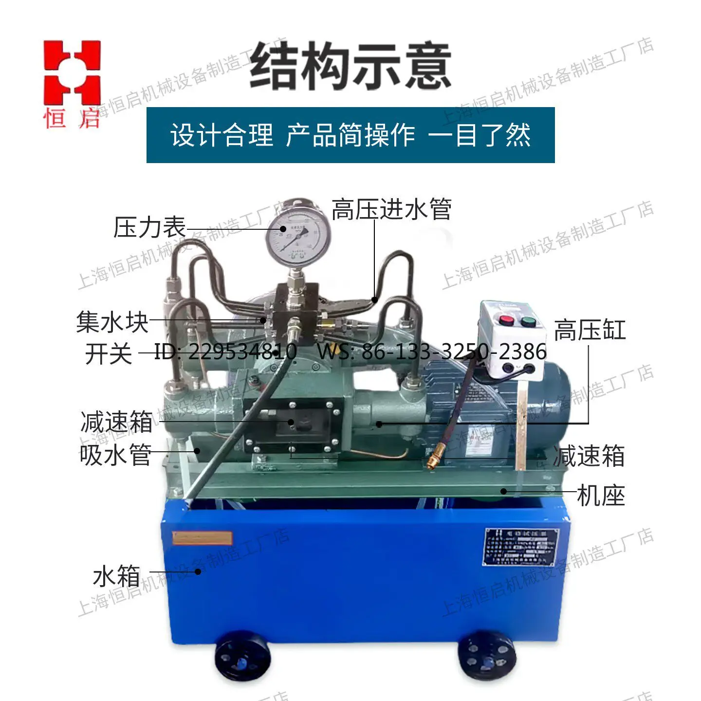 Electric pressure test pump four-cylinder high-pressure pipeline pressure test water pipe press machine 4dsy25-1000 kg