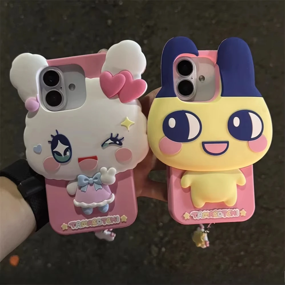 

Милый 3d чехол для телефона Тамагочи, подходит для Iphone 16 Promax Iphone 15, милый силиконовый чехол для телефона Mametchi Lovelitchisil