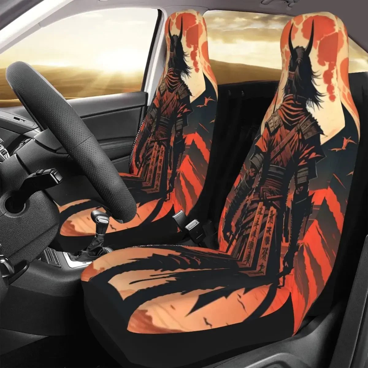 Alone Samurai Car Seat Cover Custom Printing Universal Front Protector Accessories Cushion Set