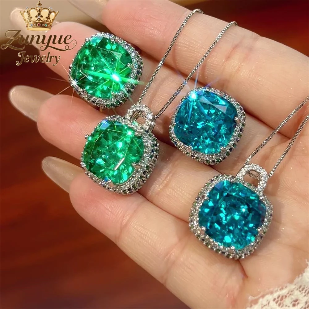 

High-End Colored Glass Diamond-Encrusted Ring And Pendant Luxury Quality Fashion Fine Jewelry Exquisite Elegant Popular Charms