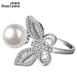 DreamCarnival1989 Recommend Elegant Butterfly Pearl Zirconia Finger Ring Women Anniversary Engagement Jewelry Wholesale WA12011