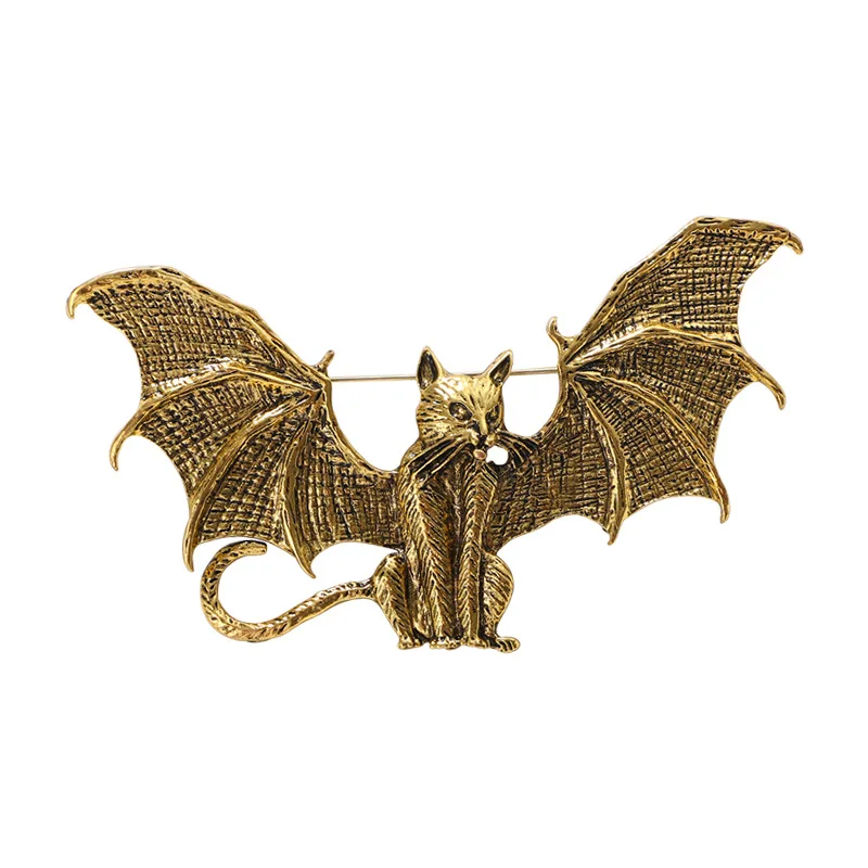 Personalized wings, vintage cat brooch accessories, funny bat style, flying cat chest flowers