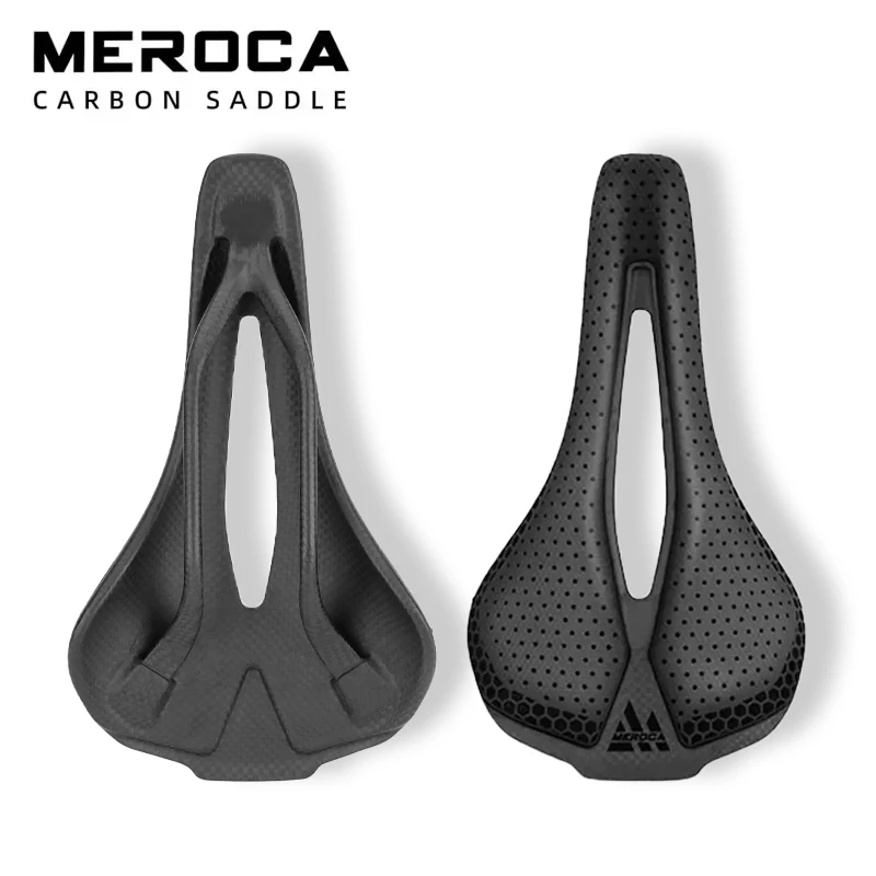 

MEROCA 3D Printed Carbon Fiber Seat Cushion Ultra-Light Hollow Breathable Riding Rail Saddle Bike Saddle Bicycle Accessorie