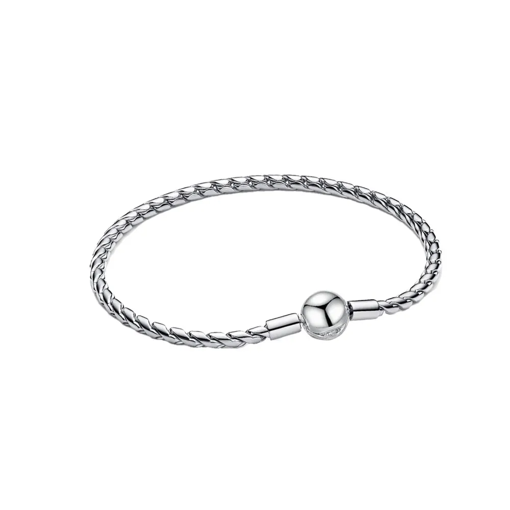 New 925 Sterling Silver 17-20cm Leather Round-Shaped Five-pointed Star Luxury Pendant Bracelet For DIY Bead Charms Women Jewelry