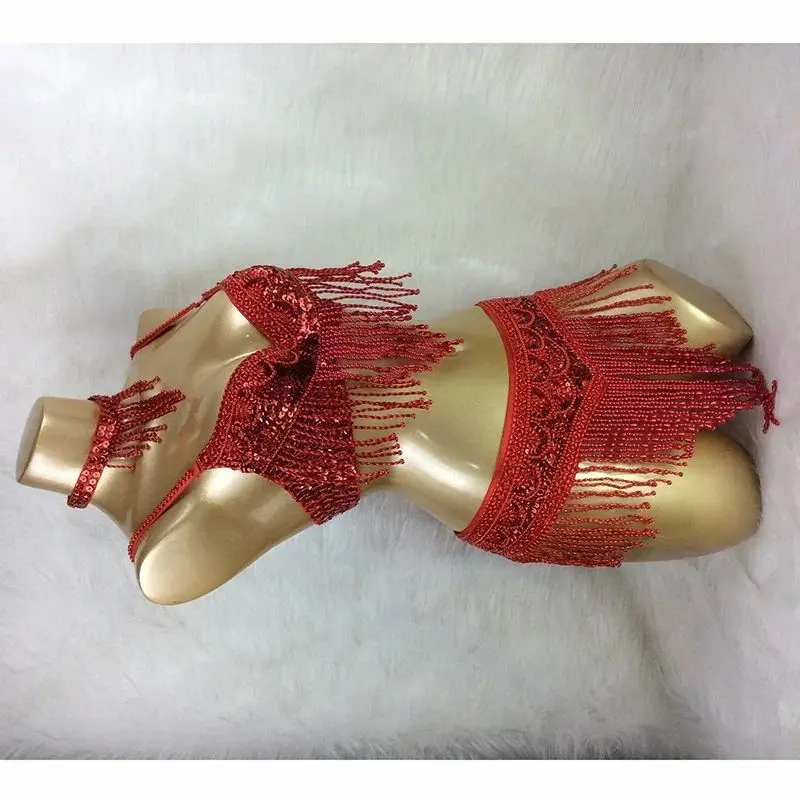 

Комплект костюмов для танца живота из бисера, сексуальная карнавальная одежда для танца живота, топы для ночного танца живота, цепочка, бюстгальтер, пояс, танцевальная одежда