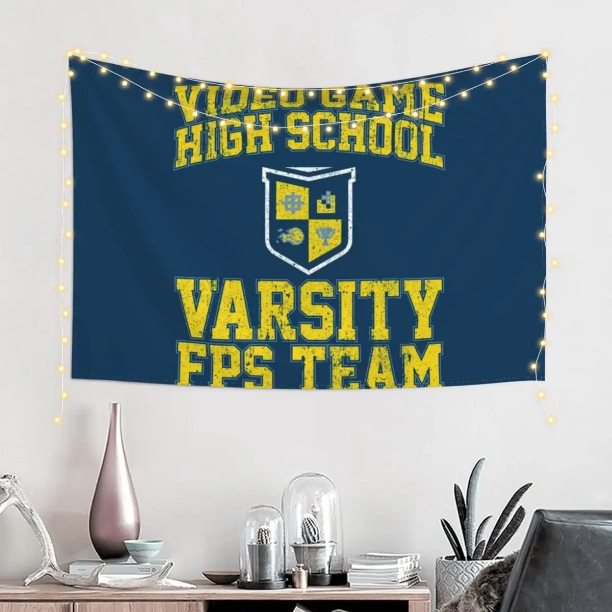 Video Game High School Varsity FPS Team Tapestry Home Supplies Anime Decor Wall Decoration Items Wall Tapestries Tapestry