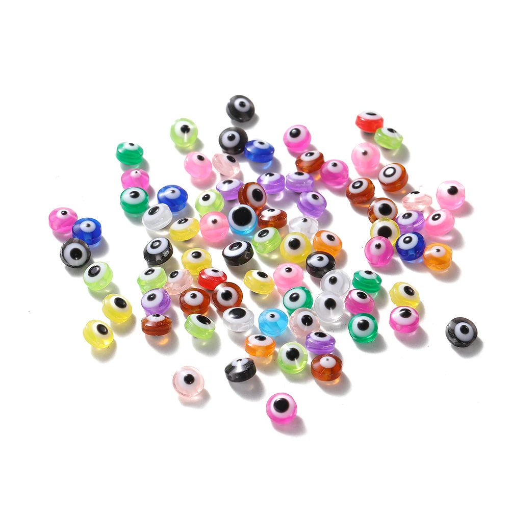 50pcs/lot 6mm Oval Shape Spacer Beads Evil Eye Beads Stripe Resin Spacer Beads For Jewelry Making Bracelet Necklace Charms