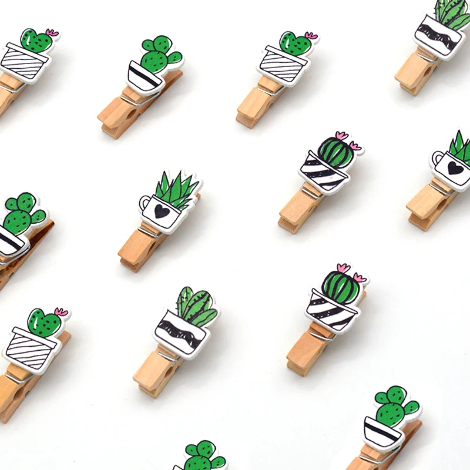 10 Pcs/set Colored Cute cactus Wooden Clip Memo Paper Clothespin Craft Postcard Stationery  Photo Decoration Clips Pegs