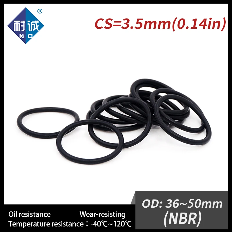 20 PCS / Lot Nitrile Rubber Black NBR 70A O-ring CS 3.5mm OD 36/37/38/39/40/42/43/44/45/46/47/48/49/50*3.5 O Ring Gasket Oil