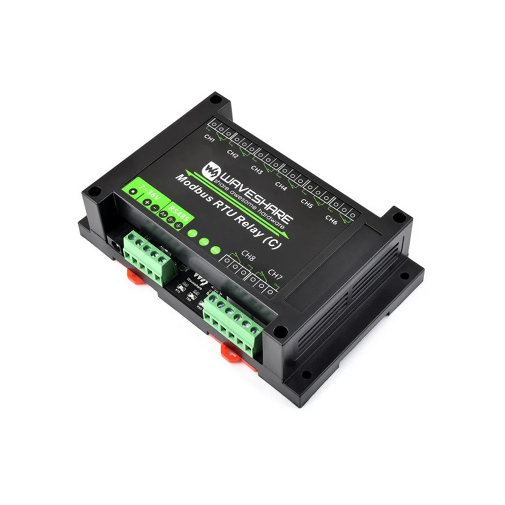VoltSModbus RTU 8-ch Latching Relay Module (C) With RS485 Interface Multi Isolation Protection Circuits Rail-mounted Case