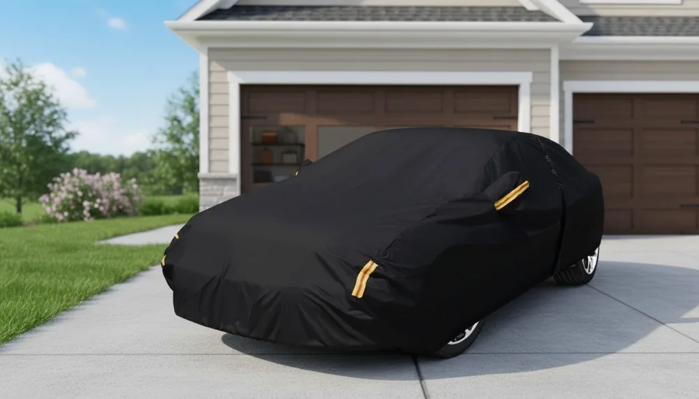 

Waterproof All-Weather Car Cover for Sedans, Fits Vehicles 183''L x 70''W x 59''H, Protects Against Snow and UV