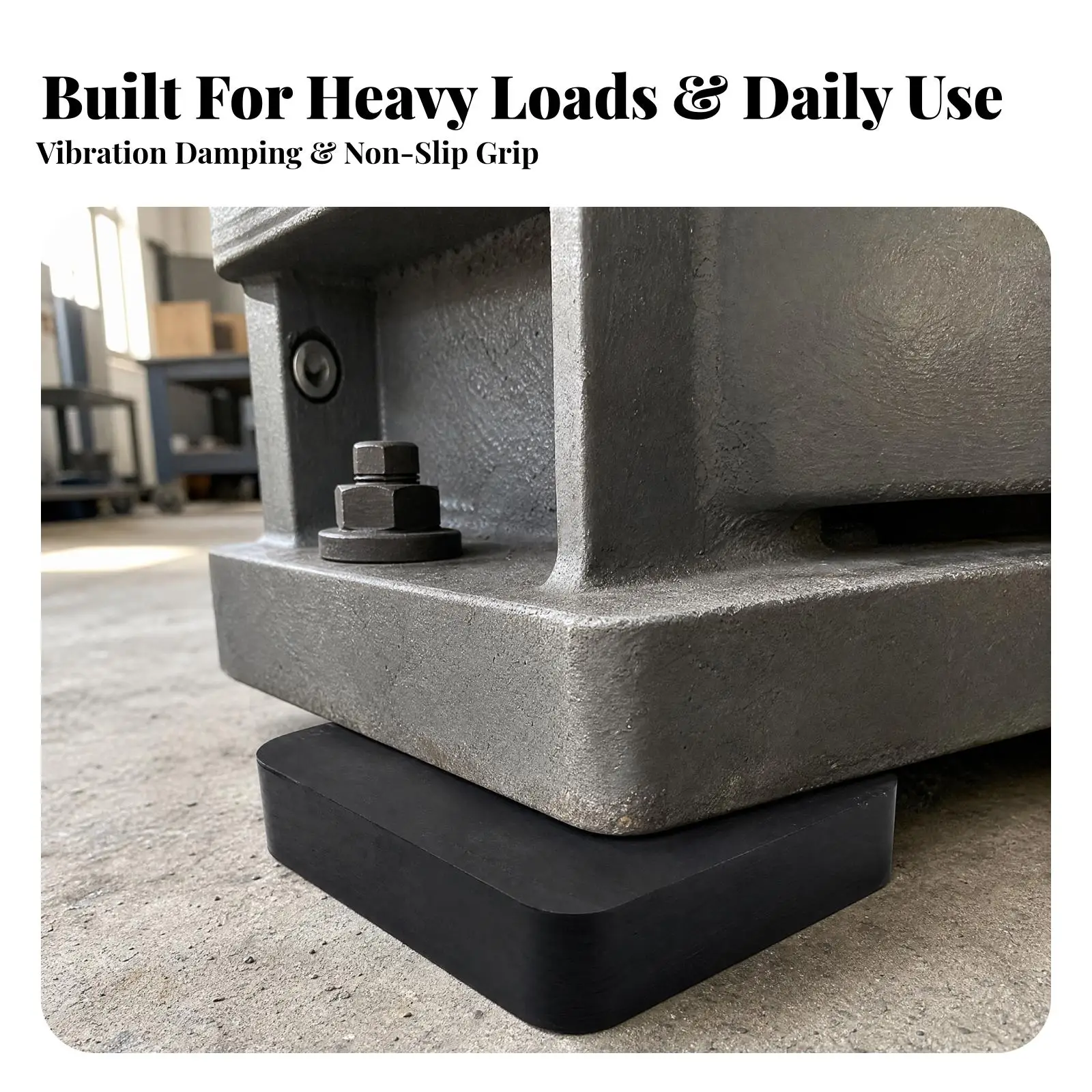 Shock Absorbing Rubber Block Thick Vibration Damping Block Matte Finish Resilient for Bench Workers, Workshop, Repairs