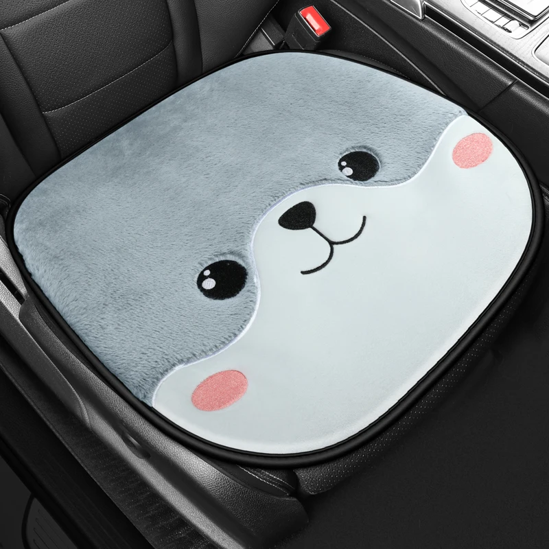 Fun Cartoon Pattern Car Seat Cushion, 3D Embroidery, Soft Plush, Warm and Comfortable, Protects Car Seats, Fits Most Cars
