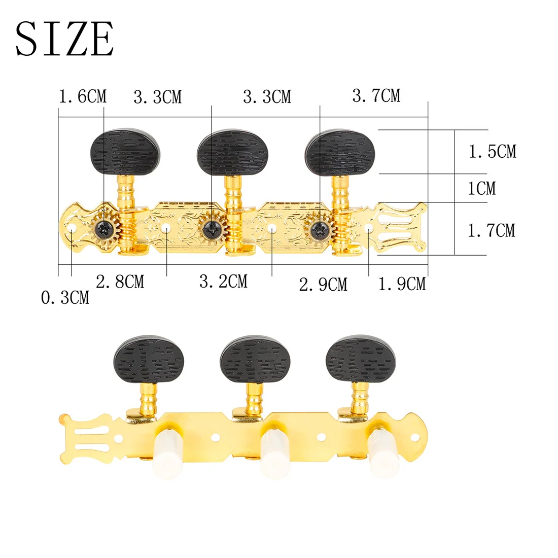 Classical Guitar Knob with Screw, Double Row, Open String Knob, Gold Carved, Tuning Piano Knob, Guitar Accessories