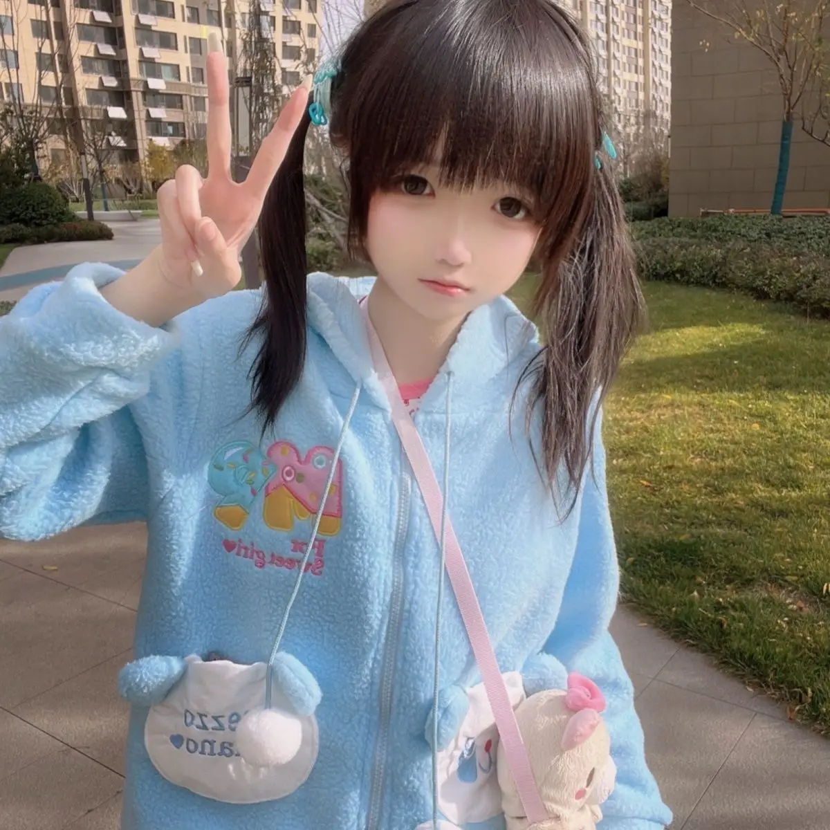 

Японский мультфильм Mp, милая вышитая одежда для дочери, осенняя новая мягкая толстовка на молнии с длинными рукавами для девочек, женский топ Y2k