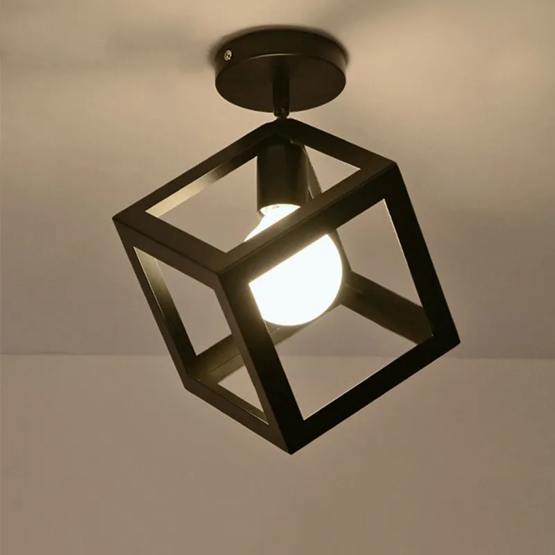 Nordic style triangle black ceiling light with E27 bulb iron foyer bed room study corridor  lighting fixtures