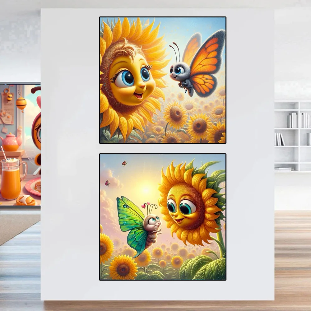 5D simpatico cartone animato ape farfalla girasole arte amore fai da te pittura diamante a mano mosaico punto croce pieno moderno decorazione della