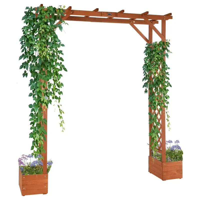 Outdoor Wooden Lattice Arch Planter Garden Arbor for Outdoor Furniture and Park Use