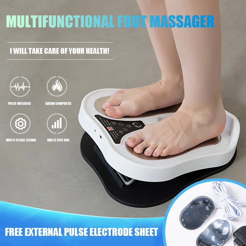 Wireless Remote Control Pulse Heating Foot Massager Angle Adjustable with Electrode Pads Multifunctional Foot Therapy Machine