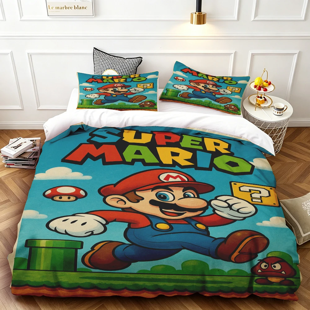 

Duvet Cover Anime Teens Gifts Mario Bedding Set Comforter Cover Skin-friendly Breathable for Bedroom Single Twin