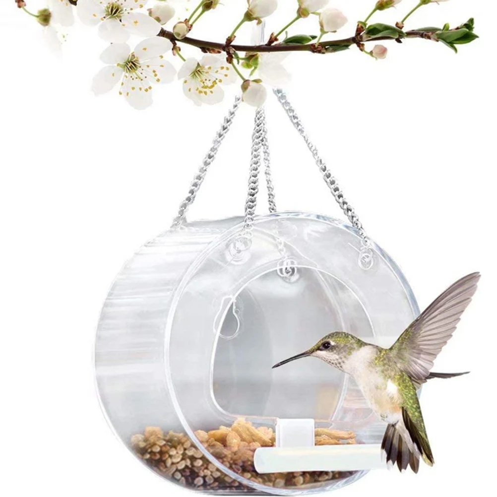 

Durable Hanging Bird Feeder Clear Window Design Safe Material Easy Clean Long Lasting Garden Backyard Use Window Bird House