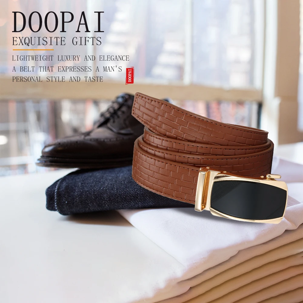 DOOPAI Mens Leather Belt Multiple Colors Automatic Available Belts Leisure Fashion Ratchet Belts for Men Pants Waistband
