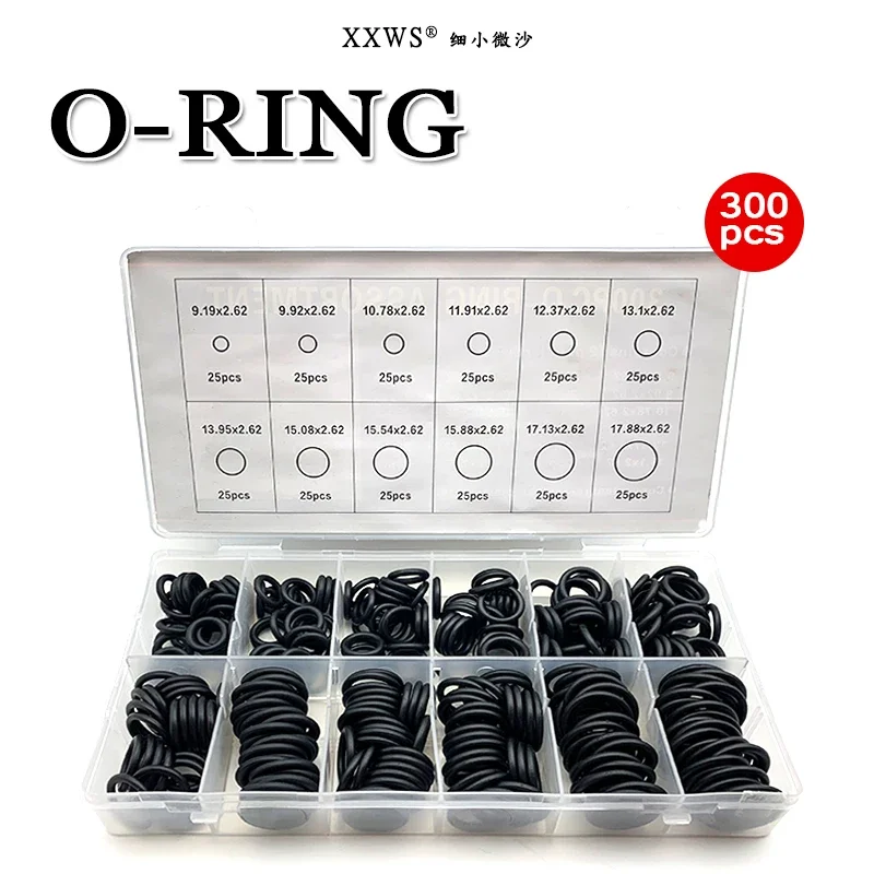 NBR 300pcs O-Ring Set Nitrile Rubber Black O-Rings Oil Resistant Wear Resistant High Pressure Waterproof Sealing ring Gasket